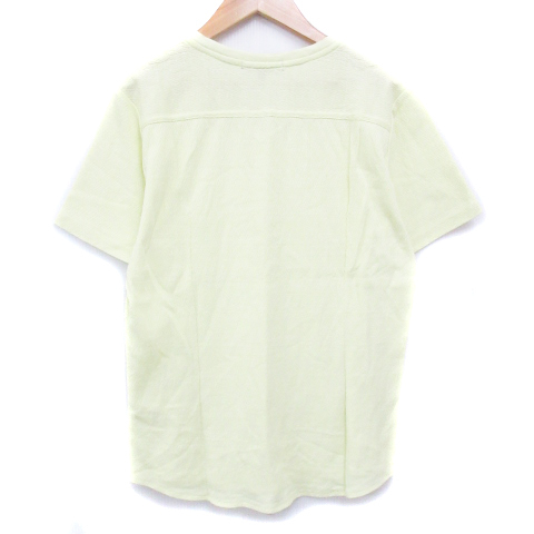 ミッシェルクランオム M.K HOMME Tシャツ カットソー 半袖 Vネック シェブロン柄 48 L 黄色 イエロー /FF36 メンズ_画像2