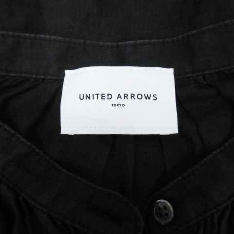 ユナイテッドアローズ UNITED ARROWS シャツ ブラウス 長袖 バンドカラー リネン 麻 オーバーサイズ 黒 ブラック /FF10 レディース_画像6