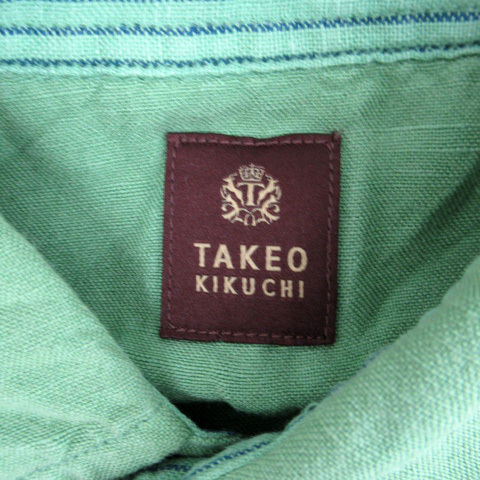 タケオキクチ TAKEO KIKUCHI カジュアルシャツ 長袖 麻 リネン 2 緑 グリーン /SM33 メンズ_画像5