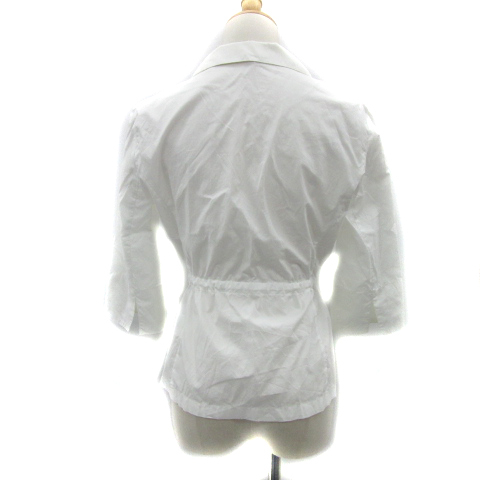アンタイトル UNTITLED テーラードジャケット 七分袖 ミドル丈 前開き 無地 リボン 薄手 2 白 ホワイト /YS22 レディース_画像2