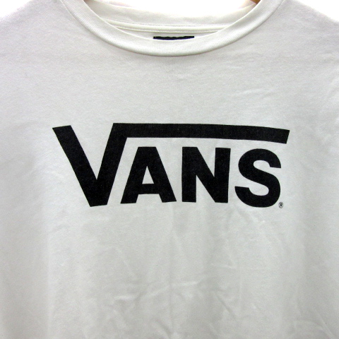 バンズ VANS Tシャツ カットソー 長袖 ラウンドネック ロゴプリント ブロックチェック柄 M 白 ホワイト 黒 ブラック /YS15 メンズ_画像5