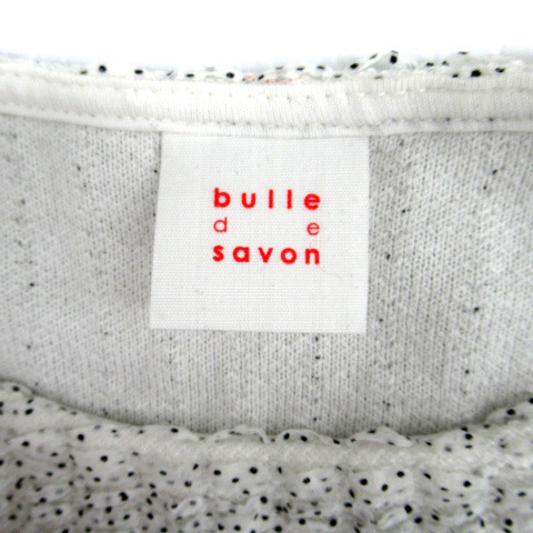 ビュルデサボン bulle de savon カットソー 五分袖 ラウンドネック 総柄 F 白 ホワイト 黒 ブラック /SM22 レディース_画像4