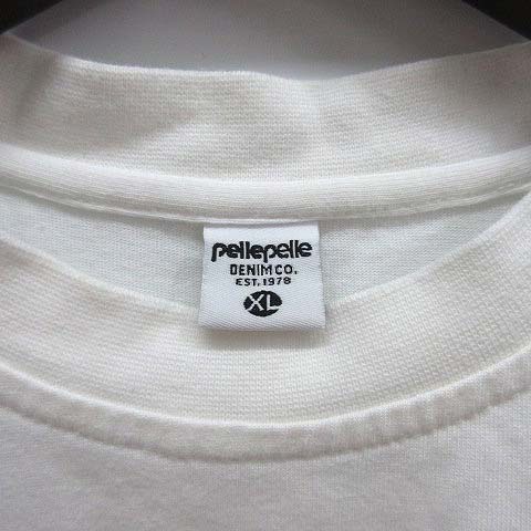 ペレペレ PELLE PELLE ロゴ パッチ メッセージ Tシャツ 半袖 クルーネック ホワイト 白 XL メンズ_画像3