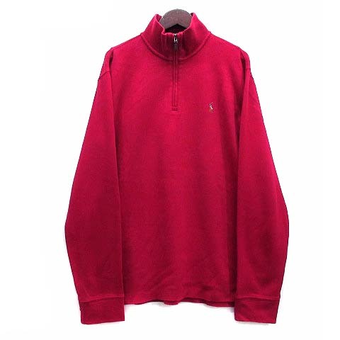 ポロ ラルフローレン POLO RALPH LAUREN ハーフジップ 長袖 リブ プルオーバー ワンポイント ESTATE RIB レッド 赤 SP メンズ_画像1