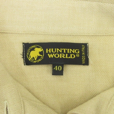 ハンティングワールド HUNTING WORLD シャツ ブラウス ウール コットン 金ボタン イタリア製 7分袖 半端袖 ベージュ 40 M位 レディース_画像5
