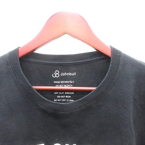 ジョンブル JOHNBULL カットソー Tシャツ ラウンドネック フロッキープリント 刺繍 半袖 M 黒 ブラック /AU メンズ_画像6