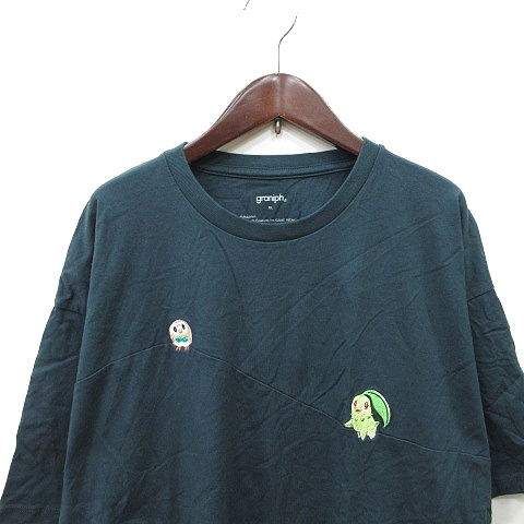 グラニフ graniph Tシャツ カットソー 半袖 ワッペン ピカチュウ XL 紺 ネイビー /YI メンズ_画像2