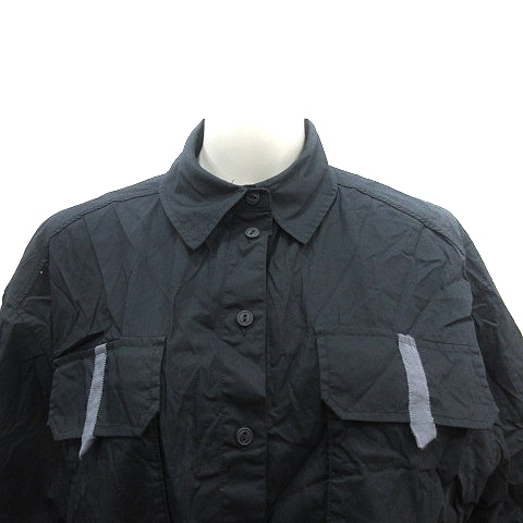 ジーナシス JEANASIS ステンカラーシャツ ブラウス 五分袖 F 黒 ブラック /AU レディース_画像3