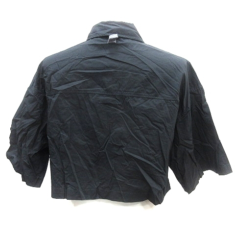 ジーナシス JEANASIS ステンカラーシャツ ブラウス 五分袖 F 黒 ブラック /AU レディース_画像2