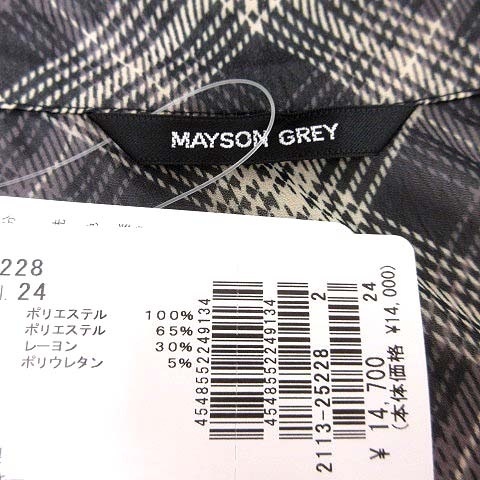 未使用品 メイソングレイ MAYSON GREY シャツ ブラウス ドレープ シフォン グレンチェック 長袖 2 黒 ブラック /YK レディース_画像5