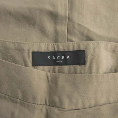 サクラ SACRA テーパードパンツ スラックス タック 38 M カーキ SC210111 /KL レディース_画像5