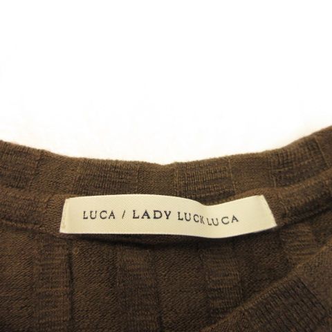 レディラックルカ LADY LUCK LUCA ノースリーブリブニット タンクトップ ストレッチ 茶 *A156 レディース_画像3