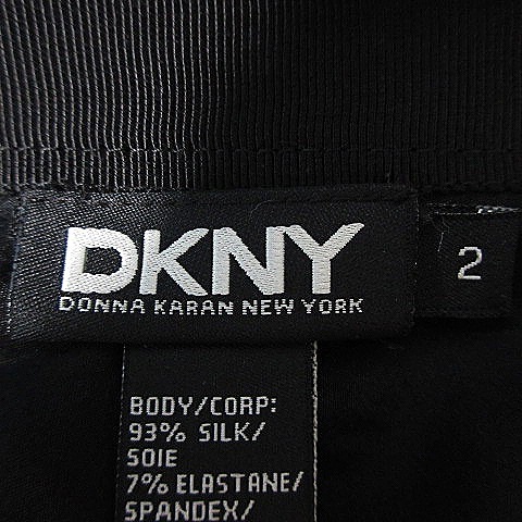 ダナキャランニューヨーク DKNY スカート フレア ひざ丈 サイドファスナー 絹 シルク 薄手 無地 2 黒 ブラック ボトムス /BT メンズ_画像6