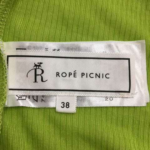 ロペピクニック ROPE Picnic カットソー プルオーバー タートルネック リブ 無地 薄手 長袖 38 黄緑 イエローグリーン レディース_画像5