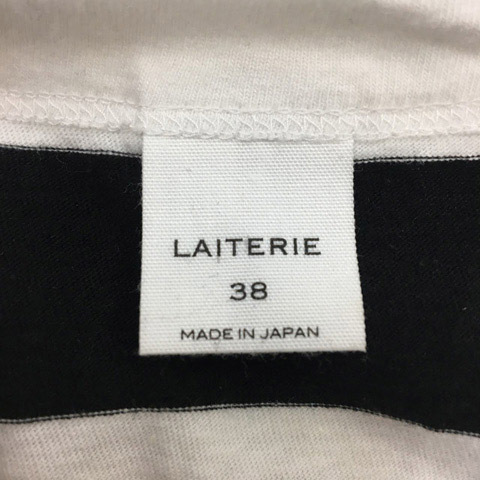 レイトリー LAITERIE カットソー Tシャツ プルオーバー ラウンドネック ボーダー 長袖 38 白 黒 ホワイト ブラック レディース_画像5