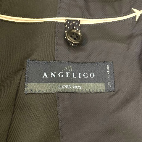 angelico super100's ジャケット テーラード シングル ウール 長袖 無地 48-6drop 紺 ネイビー メンズ_画像3
