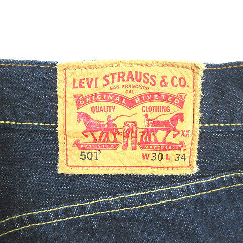 リーバイス Levi's 501牛革パッチ 濃紺デニム パンツ ジーンズW30L34 メンズ_画像4
