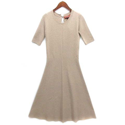 未使用品 アルチュザラ ALTUZARRA ウール シルクブレンド ニット ワンピース 半袖 ベージュ XS レディース