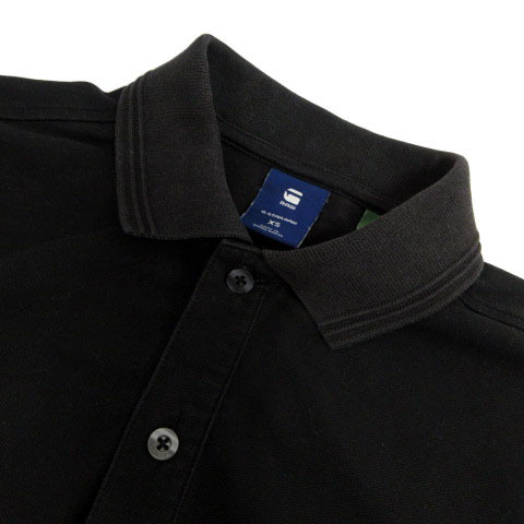 ジースターロウ G-Star RAW DUNDA SLIM POLO スリムポロ D11595-5864-6484 ロゴ刺繍 半袖 コットン混 ブラック 黒 XS メンズ_画像4