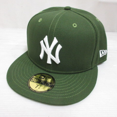 未使用品 ニューエラ NEW ERA 59FIFTY 5950 MLB ニューヨーク ヤンキース ベースボール キャップ 帽子 7 3/4 61.5cm オリーブ 正規品_画像1