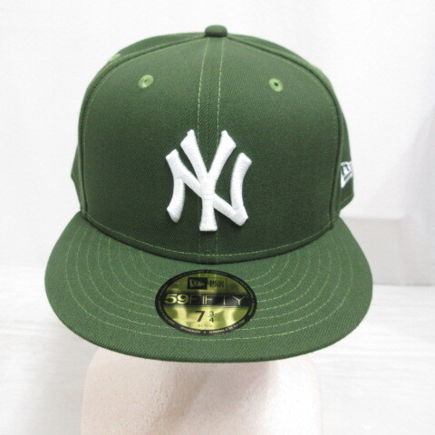 未使用品 ニューエラ NEW ERA 59FIFTY 5950 MLB ニューヨーク ヤンキース ベースボール キャップ 帽子 7 3/4 61.5cm オリーブ 正規品_画像2