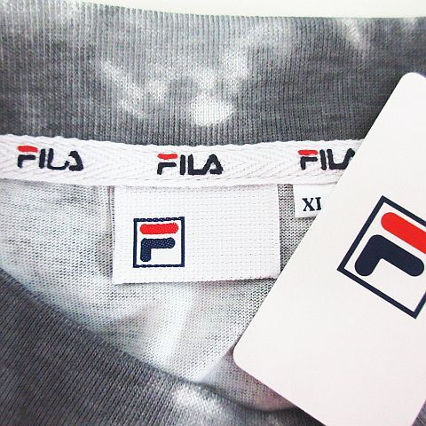 未使用品 フィラ FILA Tシャツ カットソー 半袖 クルーネック ロゴ タイダイ柄 XL グレー系 ※EKM メンズ_画像3