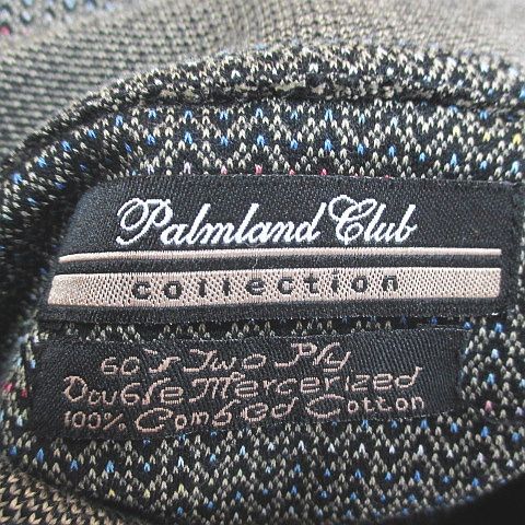 Palmland Club シェブロンストライプ柄 半袖 ポロシャツ カットソー M 黒系 ブラック 刺繍 胸ポケット 綿 コットン メンズ_画像3
