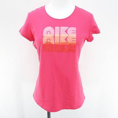  Nike NIKE DRI-FIT sport wear short sleeves T-shirt cut and sewn L pink series Logo character print lady's 