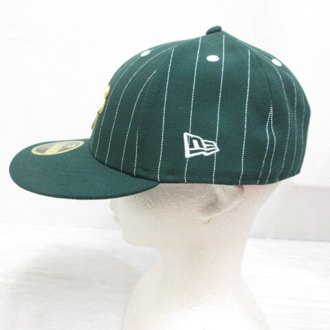 未使用品 ニューエラ NEW ERA 59FIFTY 5950 MLB オークランド アスレチックス キャップ 帽子 7 1/2 59.6cm 緑 グリーン ピンストライプ_画像3