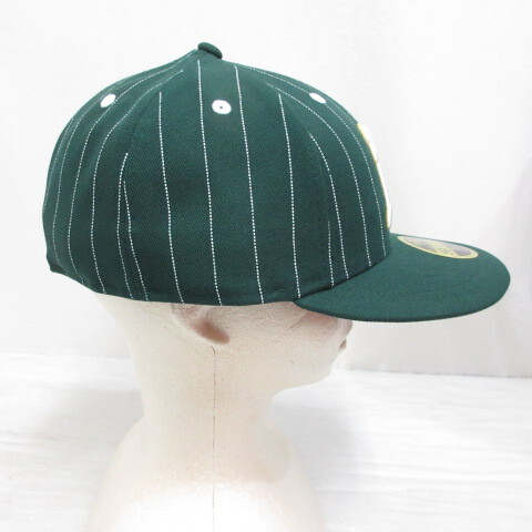 未使用品 ニューエラ NEW ERA 59FIFTY 5950 MLB オークランド アスレチックス キャップ 帽子 7 1/2 59.6cm 緑 グリーン ピンストライプ_画像5