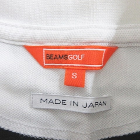 ビームスゴルフ BEAMS GOLF ポロシャツ ノースリーブ ボーダー 刺繍 鹿の子 白 黒 緑 ホワイト ブラック グリーン S レディース_画像3