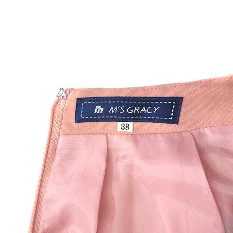 エムズグレイシー M'S GRACY ボックスプリーツ スカート 膝丈 フレア ピンク 38 日本製 レディース_画像4