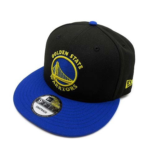 ニューエラ NEW ERA 9FIFTY NBA ゴールデンステイト ウォリアーズ ブラック ブルーバイザー スナップバック キャップ 帽子 美品 メンズ_画像1