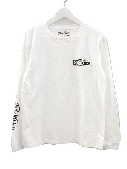 PORK CHOP GARAGE SUPPLY ポークチョップ ロゴバックプリント ロンT M ホワイト 長袖 カットソー トップス メンズ_画像1