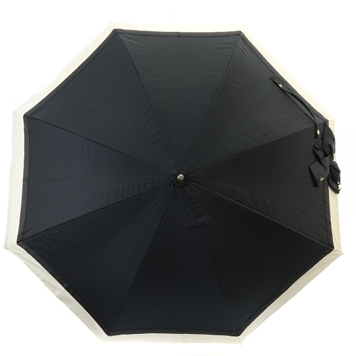 ランバンオンブルー LANVIN en Bleu バイカラー 雨傘 ロゴ 黒 ブラック べージュ /SR38 レディース_画像1