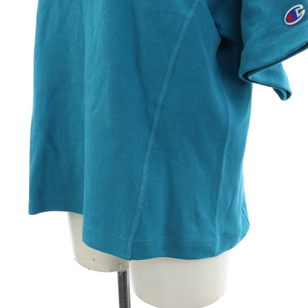 チャンピオン CHAMPION リバースウィーブショートスリーブTシャツ 半袖 切替 クルーネック ロゴプリント ワッペン M 青 ブルー CW-X301_画像5