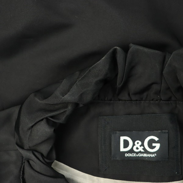 ディー&ジー ドルガバ ドルチェ&ガッバーナ D&G フリル半袖ジャケット シルク混 リボン スナップボタン 36 黒 ブラック_画像7