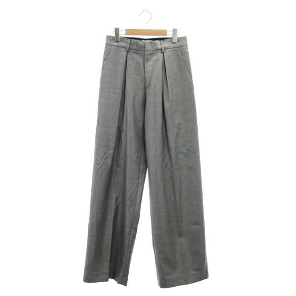 未使用品 レイ RAEY TAILORED TROUSERS トラウザー ワイドパンツ タック シルク混 8UK グレー /MY ■OS レディース_画像1