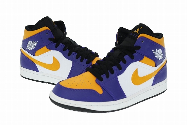 ナイキ NIKE AIR JORDAN 1 MID LAKERS エア ジョーダン ミッド レイカーズ DQ8426-517 26 パープル イエロー ▲■240509_画像1