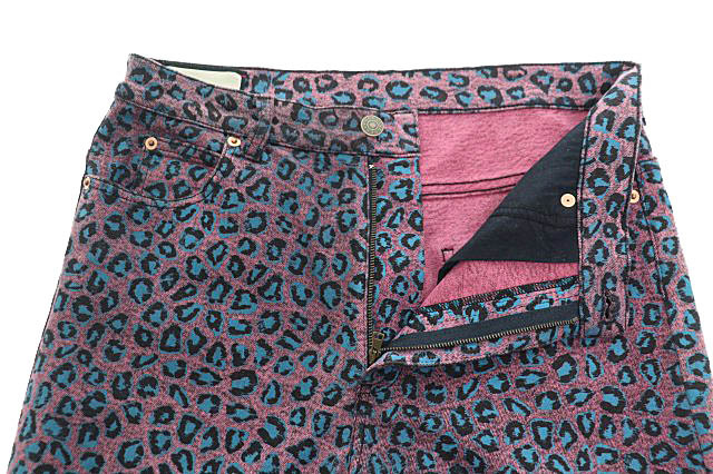 グッチ GUCCI Pink and Blue Leopard Print Skinny Jeans ピンク アンド ブルー レオパード プリント スキニー デニム ジーンズ 548271 34の画像3