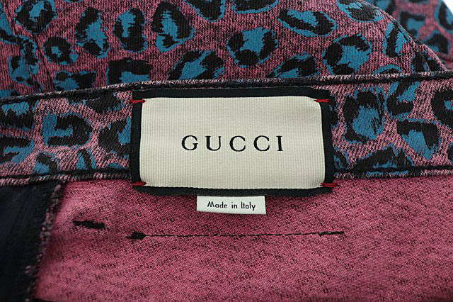 グッチ GUCCI Pink and Blue Leopard Print Skinny Jeans ピンク アンド ブルー レオパード プリント スキニー デニム ジーンズ 548271 34_画像8