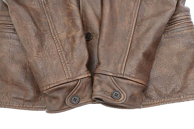 ダブルアールエル RRL COW LEATHER CAR COAT カウ レザー 牛革 カー コート ジャケット L 茶 ブラウン ブランド古着ベクトル 240514 メン_画像6