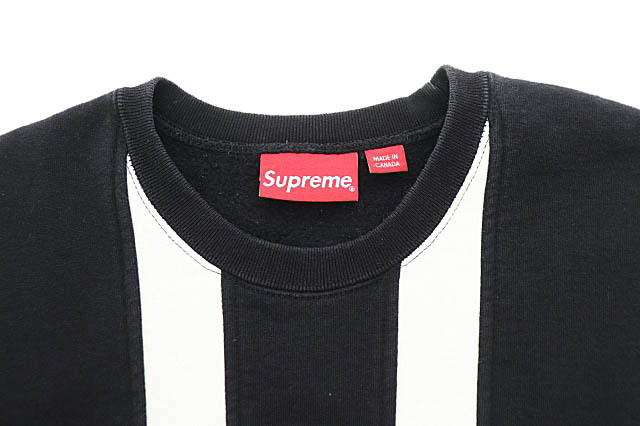 シュプリーム SUPREME 17SS Vertical Logo Panel Crewneck ヴァーティカル ロゴ パネル クルーネック スウェット トレーナー M 黒 ブラック_画像3