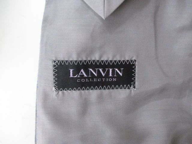 ランバン LANVIN ストライプ柄 テーラード ジャケット 灰系 グレー 背抜き ボタン メンズ_画像3