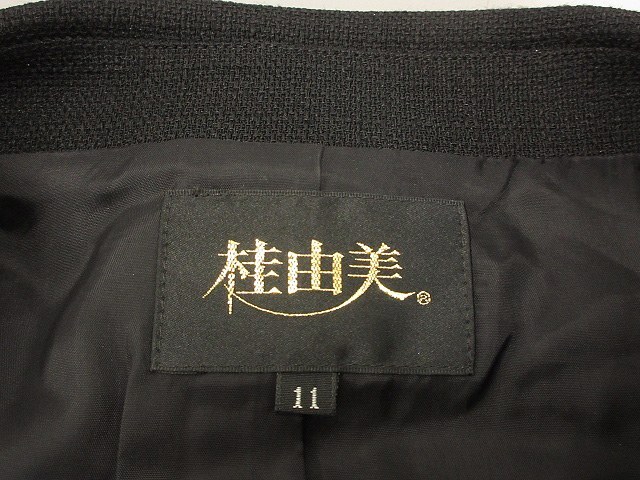 ユミカツラ YUMI KATSURA 桂由美 ブラック フォーマル ワンピース セットアップ スーツ ジャケット 11号 黒 レディース_画像5