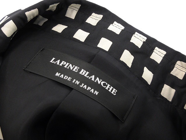 ラピーヌ ブランシュ LAPINE BLANCHE トレンチ コート チェック 40 ブラック 黒 アイボリー 上着 アウター レディース_画像5