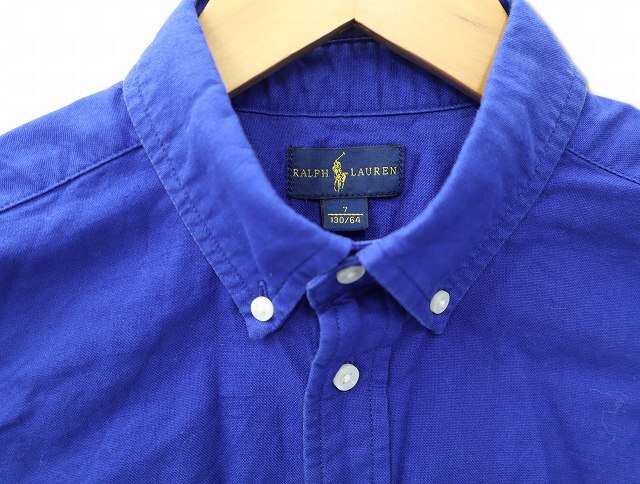 ラルフローレン RALPH LAUREN ビッグポニー刺繍 長袖 コットン ボタンダウンシャツ 7 BLUE ブルー キッズ_画像3