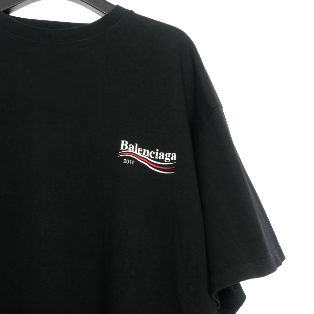 バレンシアガ BALENCIAGA キャンペーンロゴ Tシャツ カットソー 半袖 XL ブラック 黒 486032 国内正規 メンズ_画像3