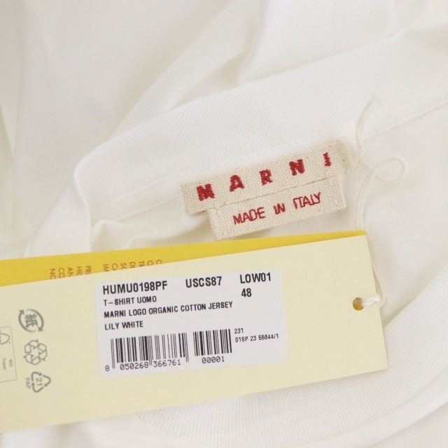 マルニ MARNI 23SS オーガニックコットン ロゴプリント Tシャツ カットソー 半袖 クルーネック 48 白 ホワイト HUMU0198PF /AA ■OS ■SH_画像3