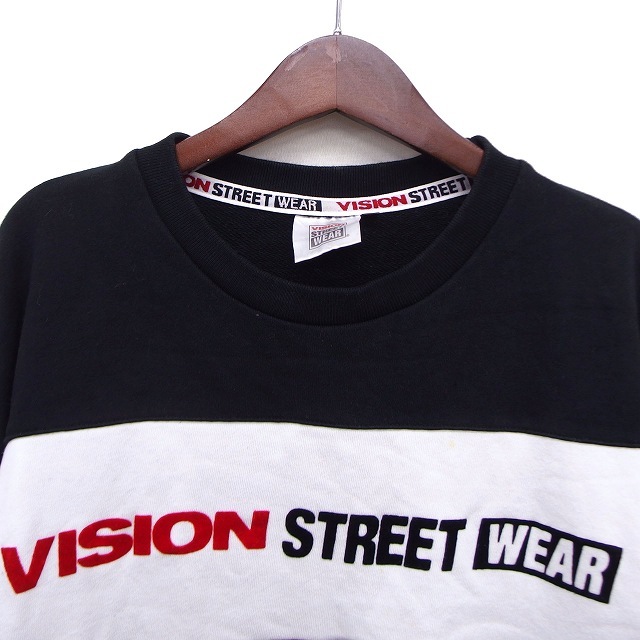 ヴィジョン ストリート ウェア VISION STREET WEAR トレーナー スウェット リブ ロゴ コットン 綿 長袖 L 黒 ブラック /NT3 メンズ_画像6